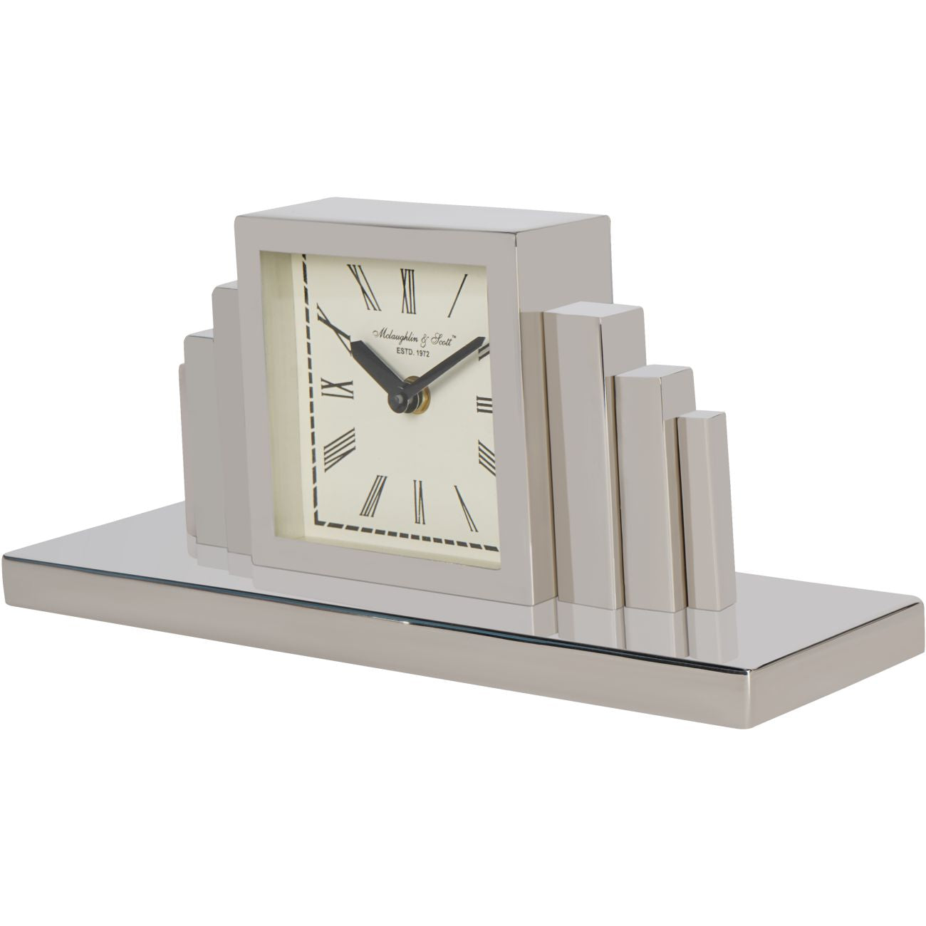 Plaza Nickel & White Tiered Mantel Clock